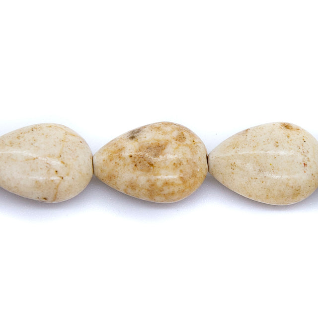 46ST612-W: Magnesite Pear Drop Beads White 12X16mm 15.5"
