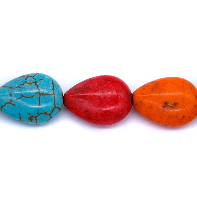 46ST612-X: Magnesite Pear Drop Beads Mix 12X16mm 15.5"