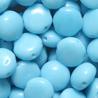 8CA162: Czech Candy Two Hole Light Turquoise Blue 8mm - 50  Pieces
