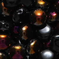 8CA109-97: Czech Candy Two Hole Black Purple Gold Coated 8mm - 50 Pieces