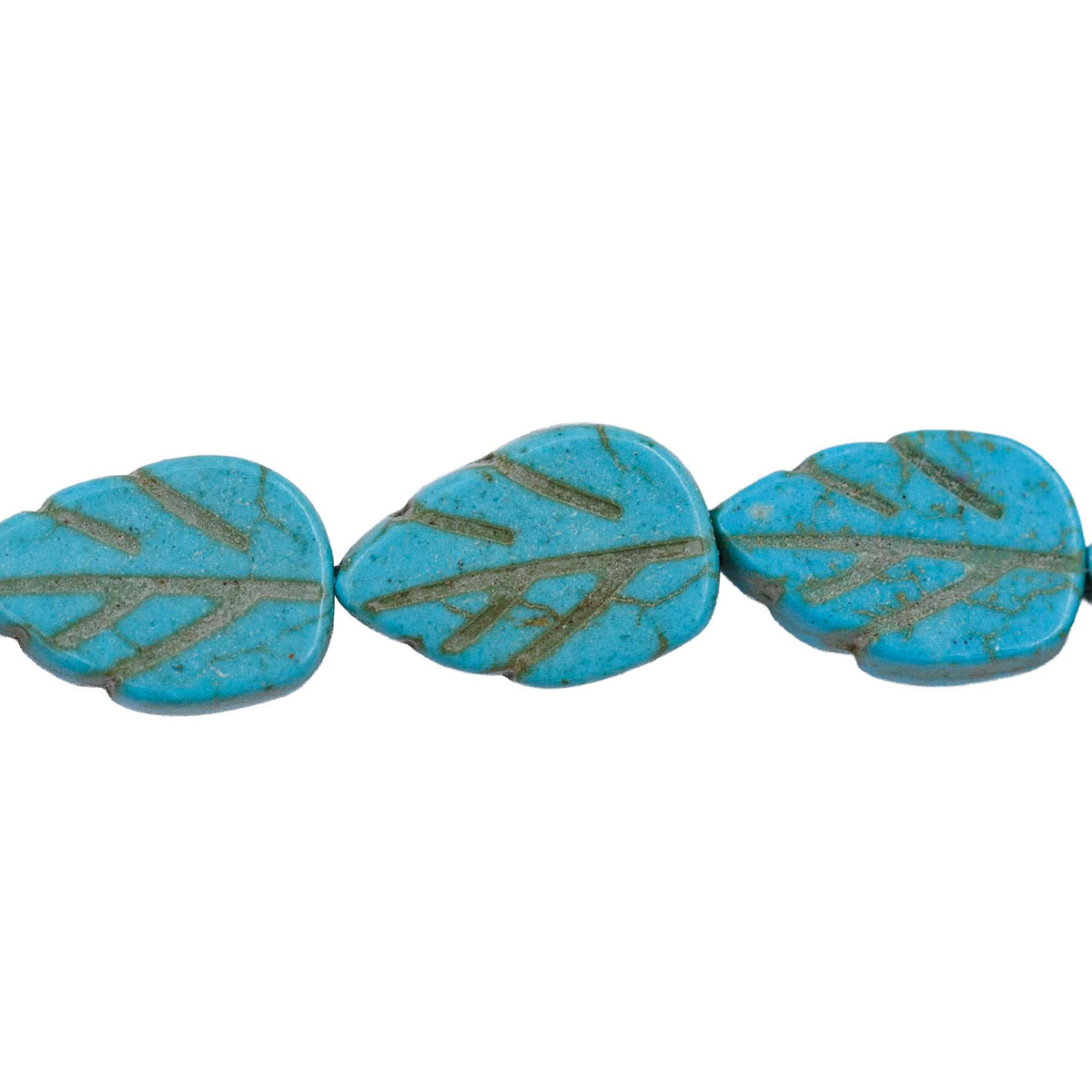47ST612-B: Magnesite Leaf Beads Blue 8x12mm 15.5"