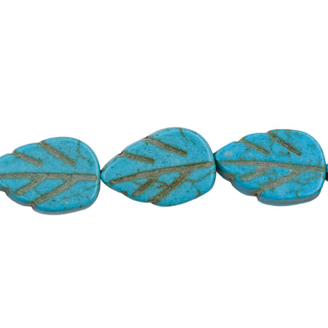 47ST612-B: Magnesite Leaf Beads Blue 8x12mm 15.5"