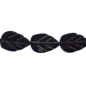 47ST612-BK: Magnesite Leaf Beads Black 8x12mm 15.5"