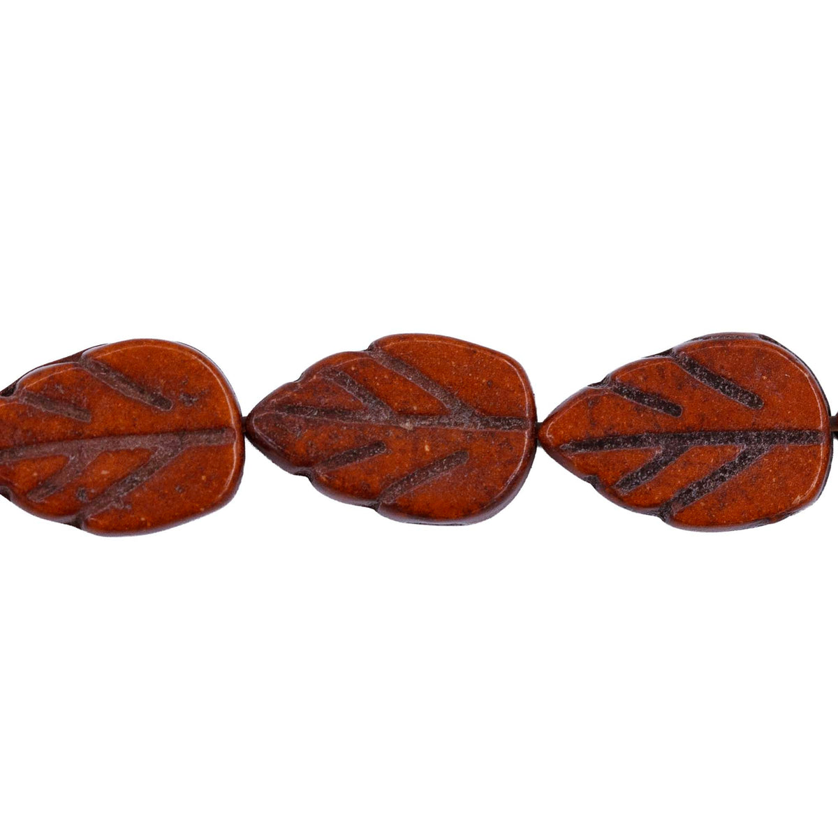 47ST612-CO: Magnesite Leaf Beads Coffee 8x12mm 15.5"