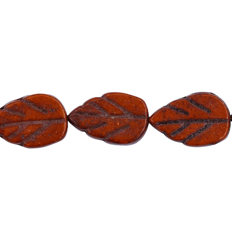 47ST612-CO: Magnesite Leaf Beads Coffee 8x12mm 15.5"