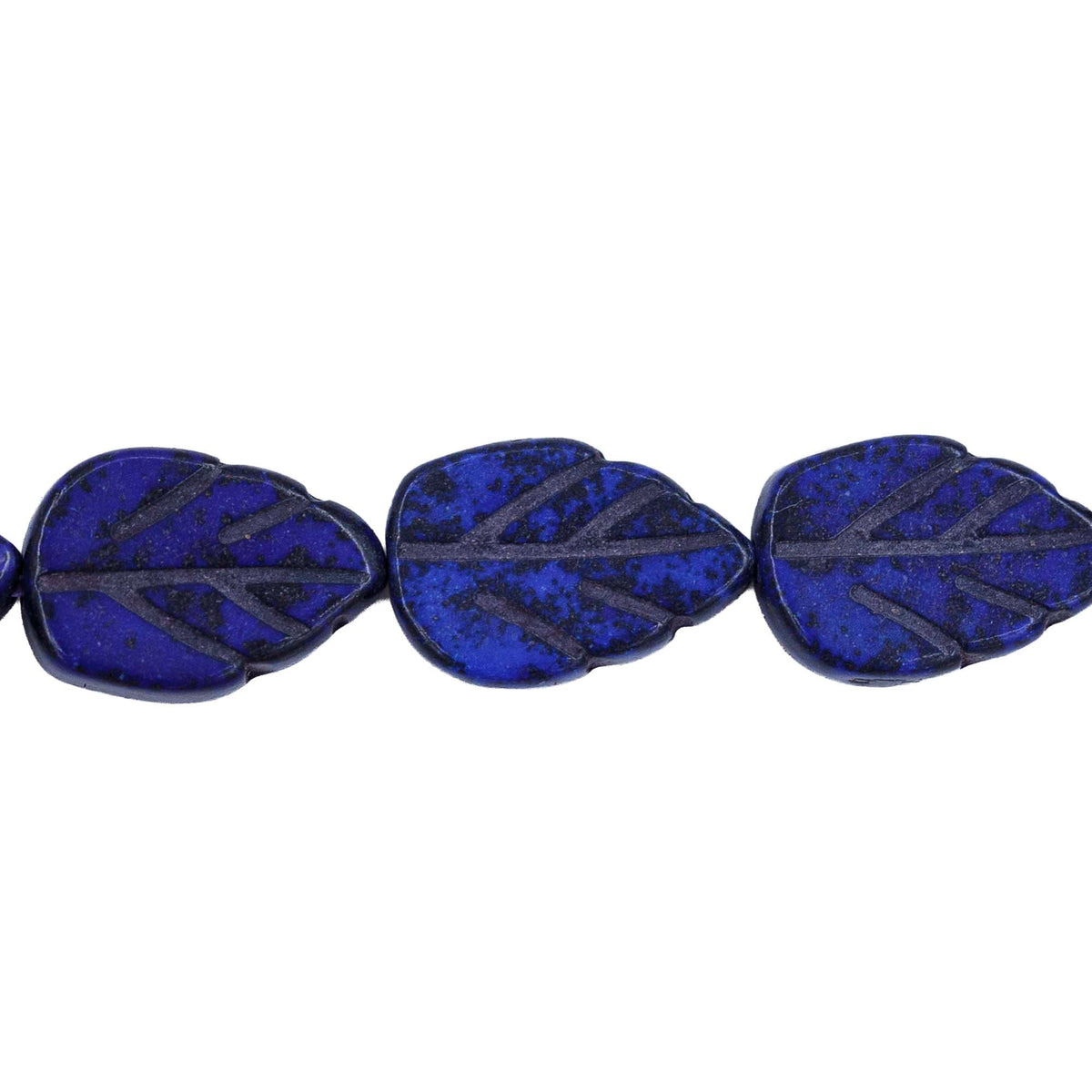 47ST612-DB: Magnesite Leaf Beads Lapis 8x12mm 15.5"