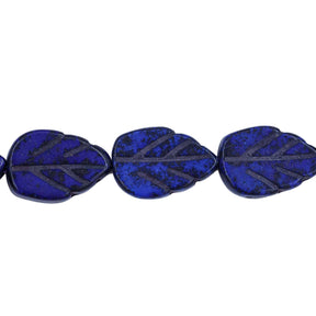 47ST612-DB: Magnesite Leaf Beads Lapis 8x12mm 15.5"