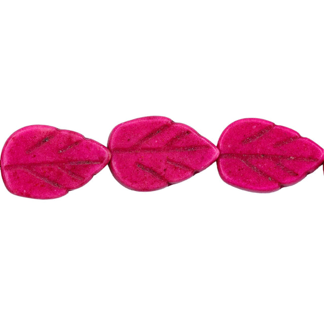 47ST612-P: Magnesite Leaf Beads Pink 8x12mm 15.5"