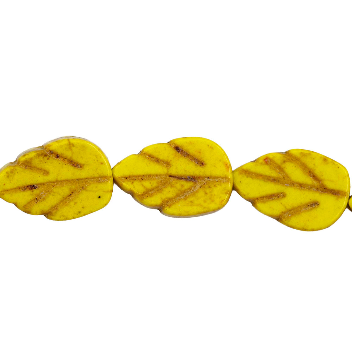 47ST612-Y: Magnesite Leaf Beads Yellow 8x12mm 15.5"