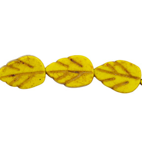 47ST612-Y: Magnesite Leaf Beads Yellow 8x12mm 15.5"