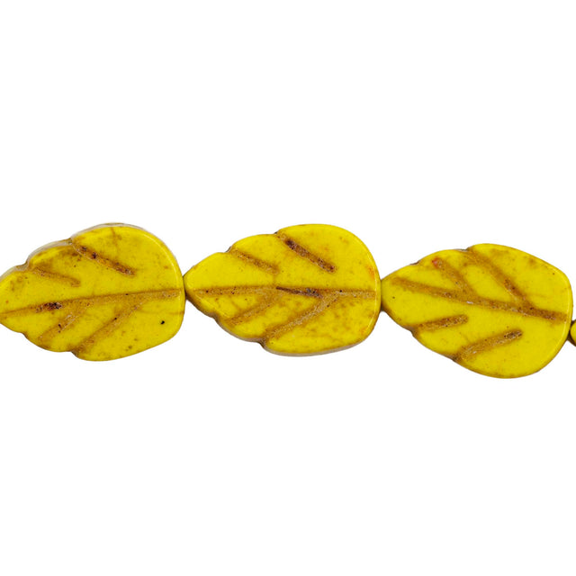 47ST612-Y: Magnesite Leaf Beads Yellow 8x12mm 15.5"