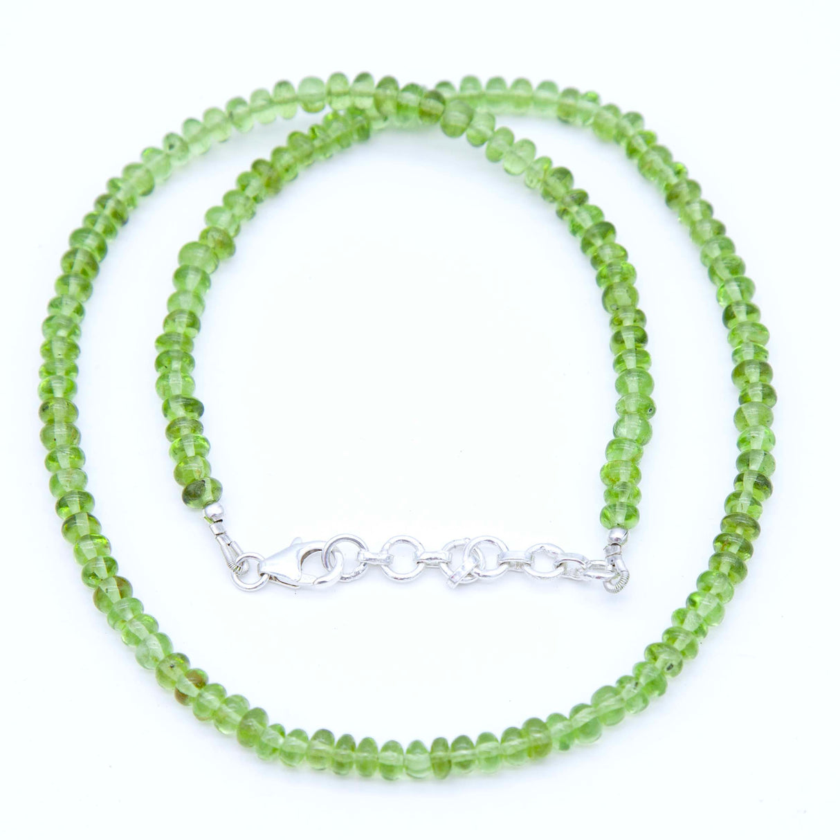 ST415-NECK2: Peridot 5-6mm Smooth Rondelle Necklace