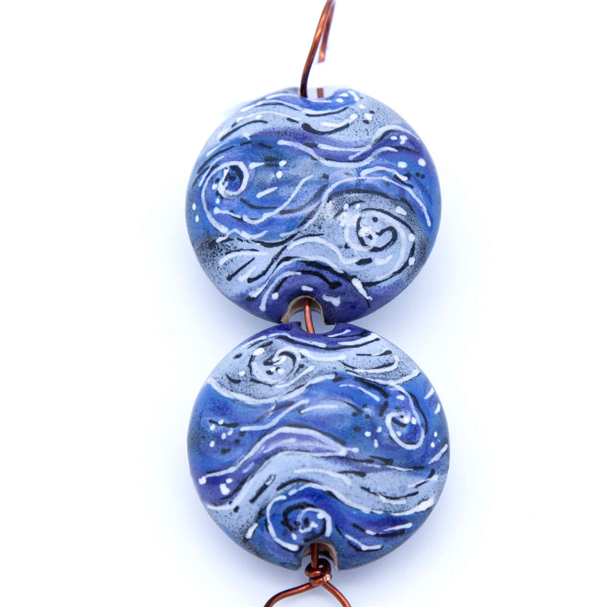 CI4126-CLBA: Ceramic Lentil Bead Set Van Gogh 23.5mm