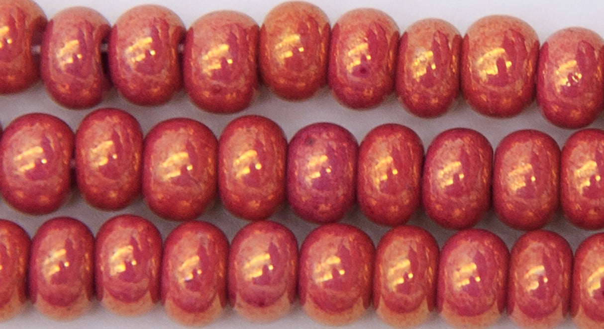 6SB393-RLR: Czech Seed Bead Opaque Rose Luster 6/0 - 6 Strings