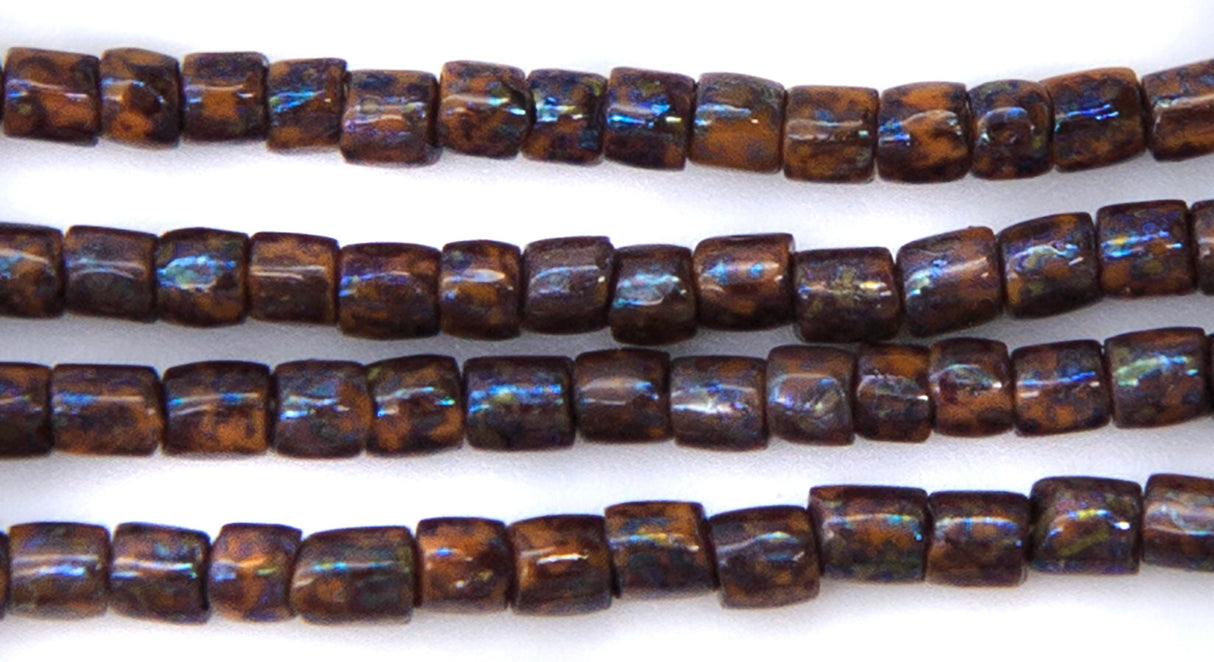 9SC132-52R: CZ SB 3-Cut Orange Travertine  9/0 1 Hank
