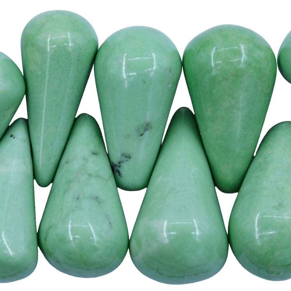 48ST405-LG1: Lime Green Howlite Drop 11x20-29mm - 1 Strand