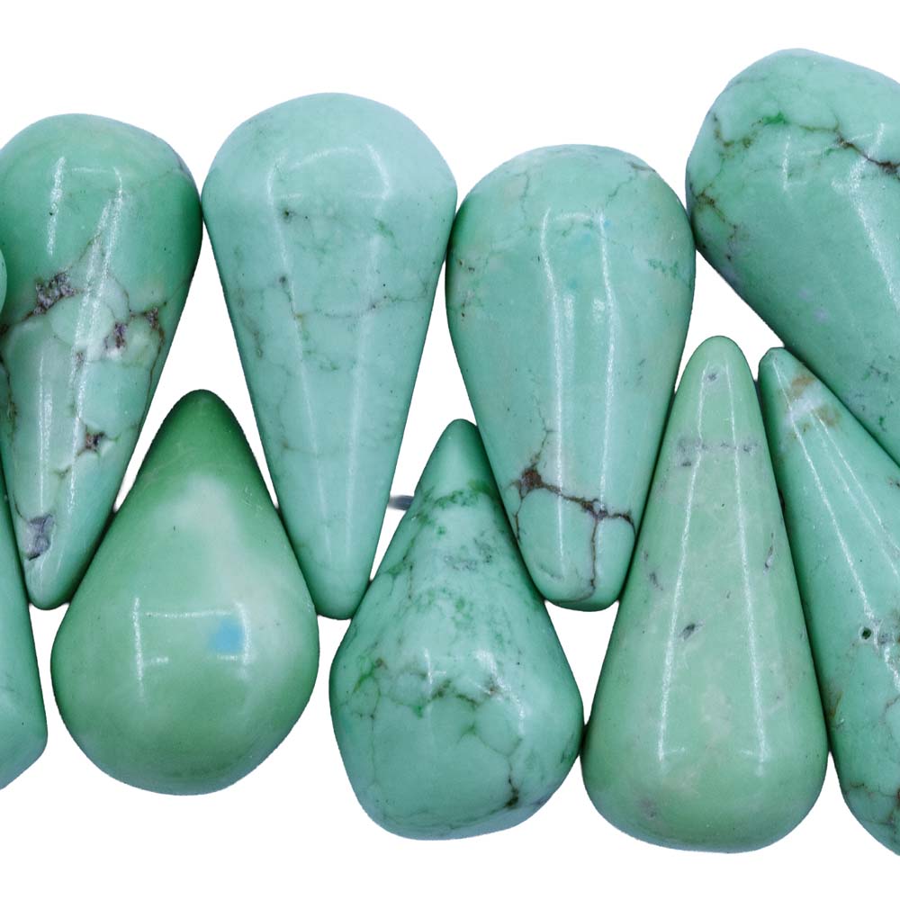 48ST405-SG1: Sea Green Howlite Drop 11-14x16-28mm - 1 Strand