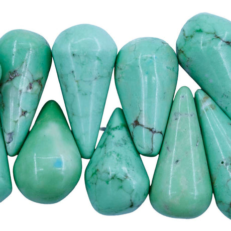 48ST405-SG1: Sea Green Howlite Drop 11-14x16-28mm - 1 Strand