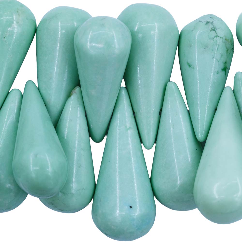 48ST405-SG2: Sea Green Howlite Drop 10-14x25-39mm - 1 Strand