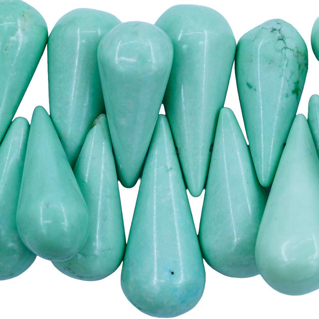 48ST405-SG2: Sea Green Howlite Drop 10-14x25-39mm - 1 Strand
