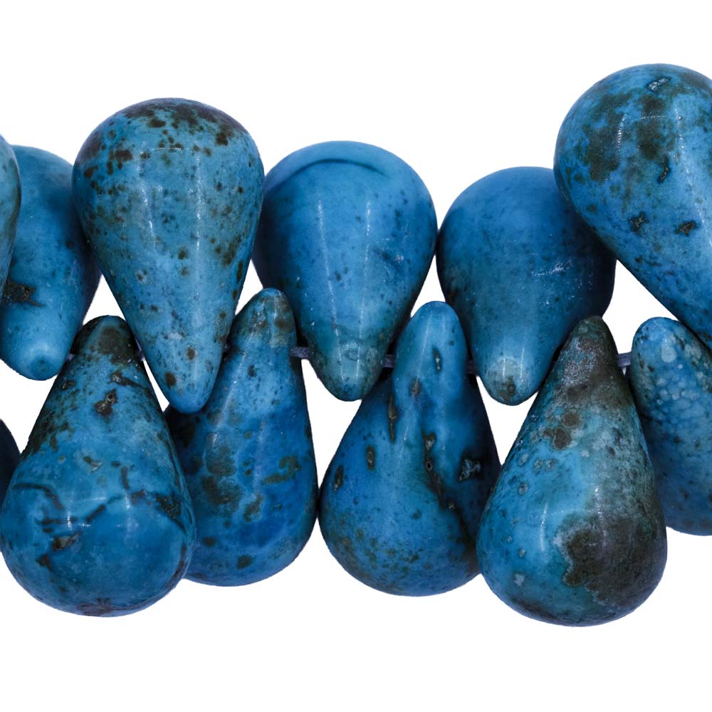 48ST612-TQ: Turquoise Magnesite Rain Drop 11x18mm AVG - 1 Strand