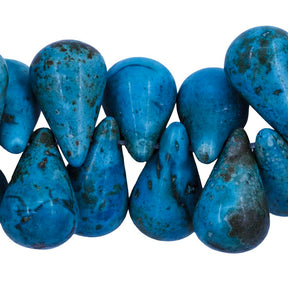 48ST612-TQ: Turquoise Magnesite Rain Drop 11x18mm AVG - 1 Strand