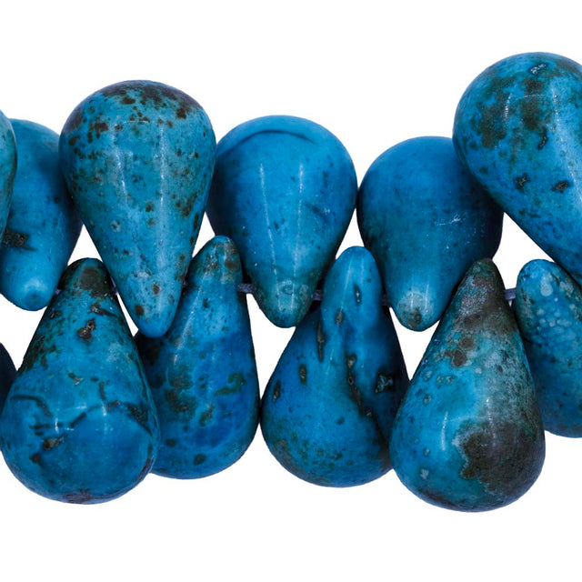48ST612-TQ: Turquoise Magnesite Rain Drop 11x18mm AVG - 1 Strand