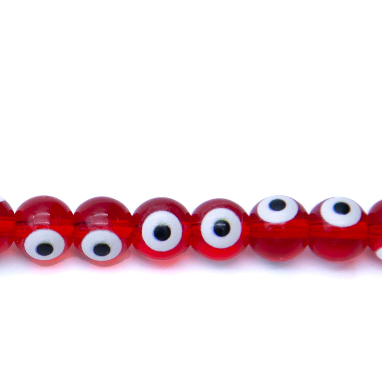 EY244: Glass Evil Eye Red 8mm 14 inch St