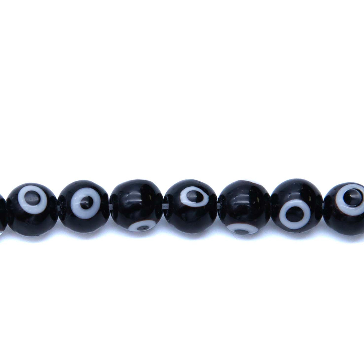 EY109: Glass Evil Eye Black 8mm 14 inch St