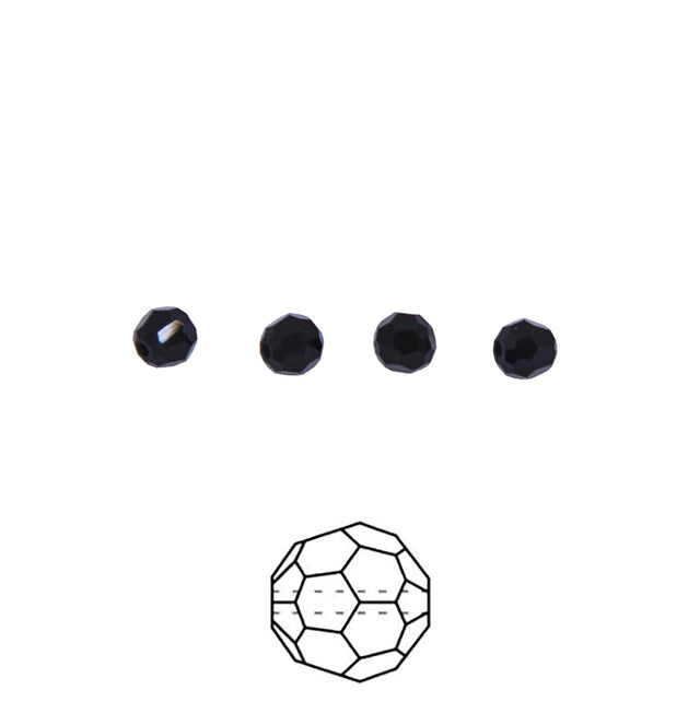 4CC109: Preciosa Crystal Round Jet Black 4mm-72PC