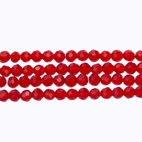 4CG243: 4mm Red Glass Faceted Round