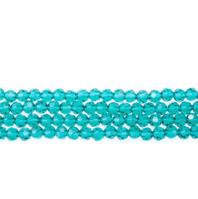 4CG285: 4mm Blue Zircon Glass Faceted Round