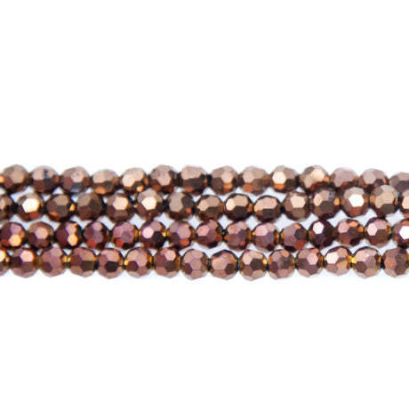 4CG853: 4mm Metallic Gold Glass Faceted Round