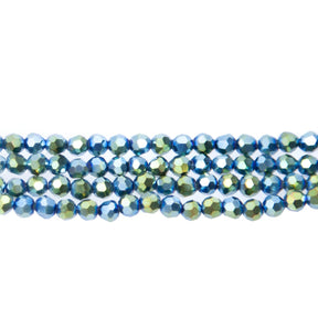 4CG883: 4mm Metallic Green Glass Faceted Round