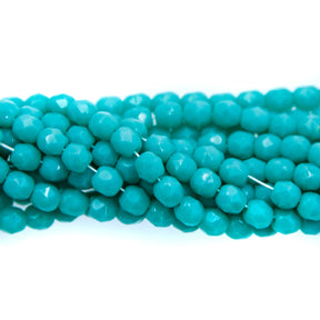 4FC185R: CZ FACET RD Opaque Turquoise Green 4mm-100PC