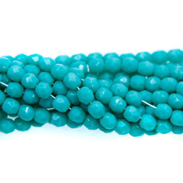 4FC185R: CZ FACET RD Opaque Turquoise Green 4mm-100PC