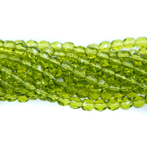 4FC283R: CZ Faceted Olive Green 4mm-100PC