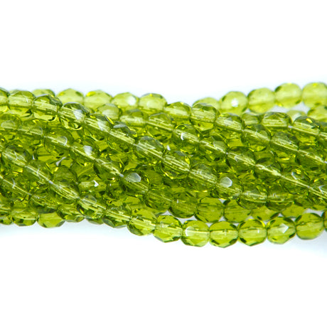 4FC283R: CZ Faceted Olive Green 4mm-100PC