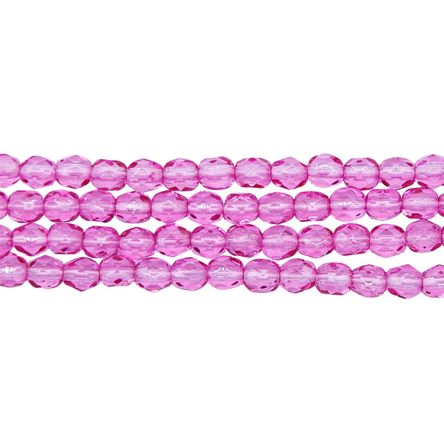 4FC294-C: CZ FACET RD TRANS Fuchsia Coated 4MM-600PC