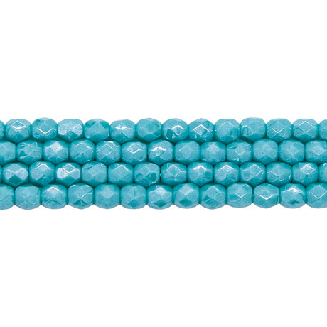 4FC385: CZ FACET RD Opaque Turquoise Green Luster 4MM-600PC