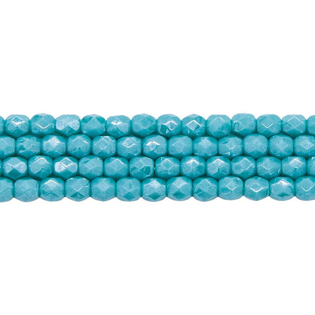 4FC385: CZ FACET RD Opaque Turquoise Green Luster 4MM-600PC