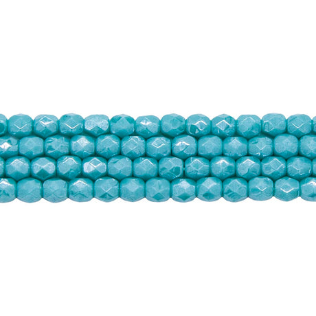 4FC385R: CZ FACET RD Opaque Turquoise Green Luster 4mm-100PC