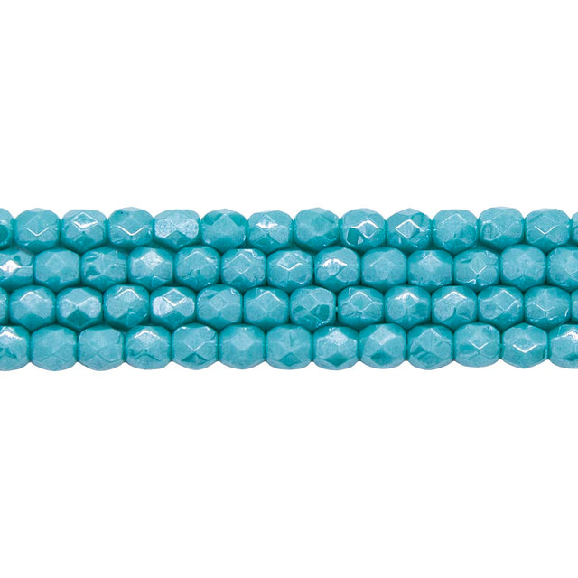 4FC385R: CZ FACET RD Opaque Turquoise Green Luster 4mm-100PC