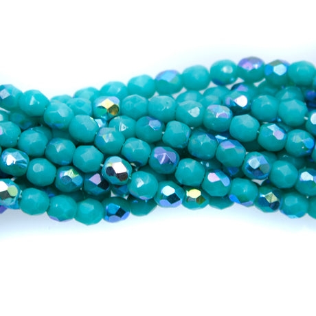 4FC585-OP: FACET RD Opaque Turquoise Green AB 4MM-600PC