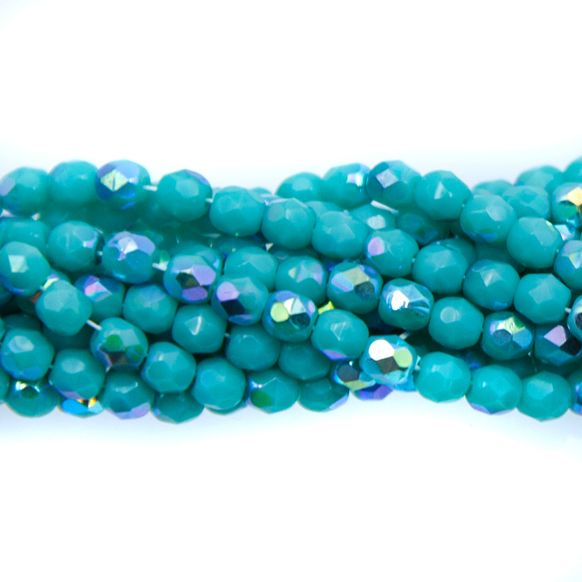 4FC585-OPR: FACET RD Opaque Turquoise Green AB 4mm-100PC