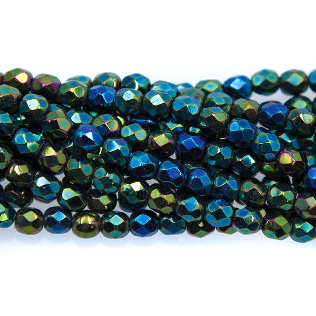 4FC588R: CZ FACET RD Green Iris 4mm-100PC