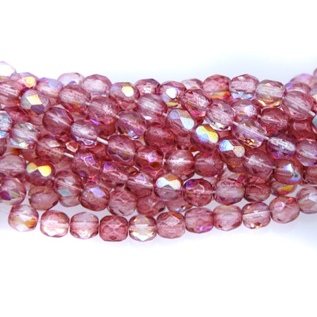 4FC594-DAC: CZ Round Deep Rose Pink Coated AB 4MM-600PC