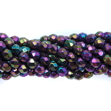 4FC599: CZ FACET RD Purple Iris 4mm-600PC