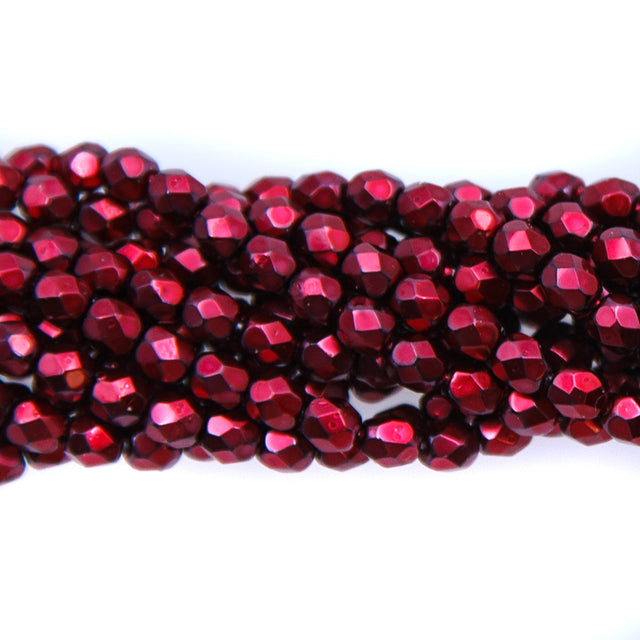 4FC844: CZ FACET RD Metallic Red 4MM-600PC