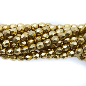 4FC854-F: CZ FACET RD Full Coated Gold 4mm-600PC